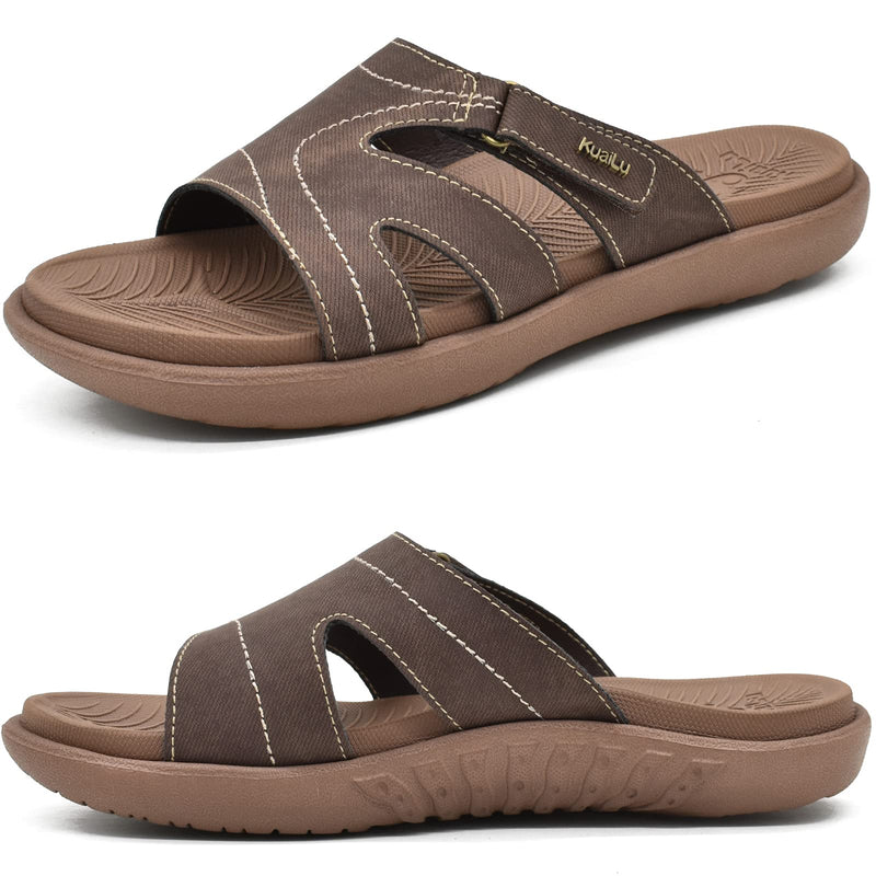 KuaiLu Womens Fashion Orthotic Slides Ladies Lightweight Athletic Yoga Mat Sandals Slip On Thick Cushion Slippers Sandals With Comfortable Plantar Fasciitis Arch Support 5.5 UK Brown - NewNest Australia