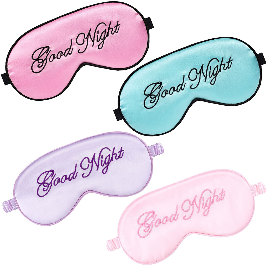 4 Pieces Silk Sleep Eye Cover Masks Soft Blindfold Eye Mask Sleeping Eye Blinder Adjustable Strap Satin Eye Sleeping Mask for Women Men Night Sleep Travel Nap (Pink, Purple, Light Pink, Light Blue) - NewNest Australia