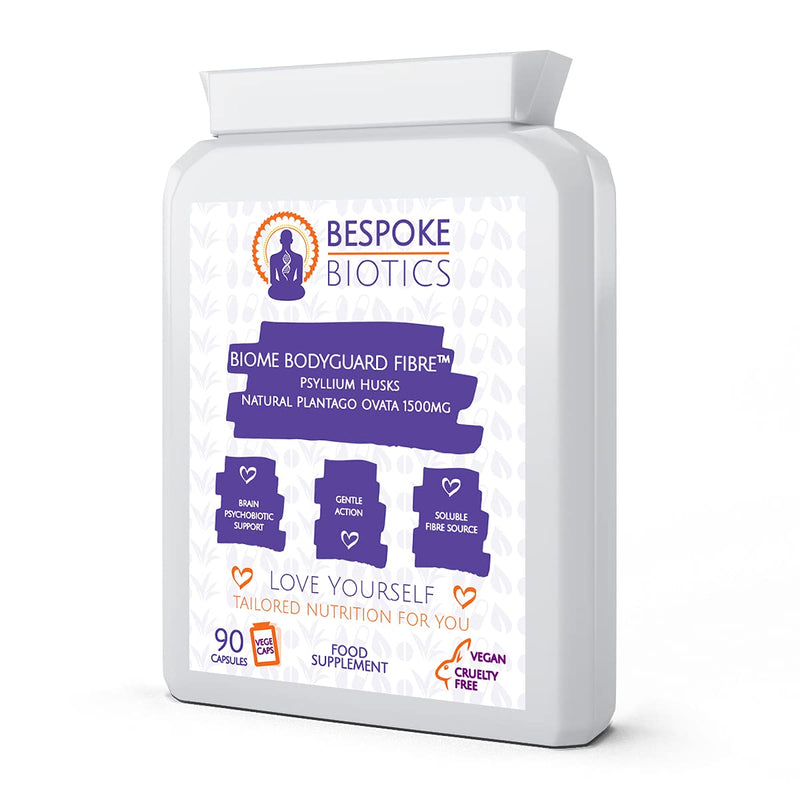 Psyllium Husks Supplement 1500 mg Serving - 90 Cap - | Vegans | Contains No Common Allergens | UK | BIOME Bodyguard Fibre| Mental Health | Thyroid| Gut Microbiome Support - NewNest Australia
