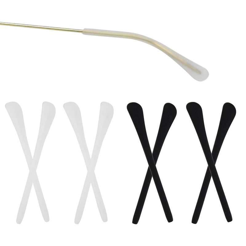 Eyewear Leg End Tips 4 Pairs Eyeglass End Tips Soft Black and White Silicone Eyeglass Ear Hook Holder Grip Anti-Slip Eyeglasses Replacement Accessories for Metal Thin Sunglasses Eyeglass Legs - NewNest Australia