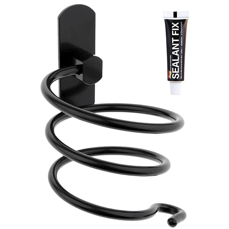 Wall Mounted Spiral Hair Dryer Holder with Hair Straightener Holder Punch-Free Hair Dryer Holders With Cable Tidy bath Wall Mounted Metal Hair Dryer Stand for Hotel, Bathroom, Barbershop (black) - NewNest Australia