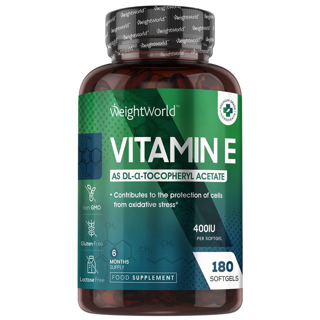 Vitamin E Capsules Softgels 400IU (Advised Intake) - 180 Vit E Softgels (6 Month Supply) - High Strength Vitamin E Oil Capsule - Hair Nail Skin Supplement - Natural Alpha Tocopheryl (Not Vit E Tablet) - NewNest Australia