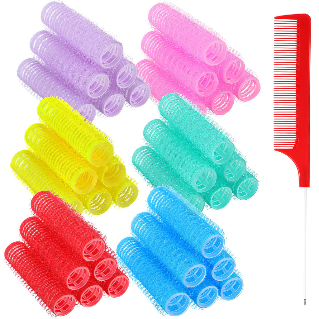 36 Pieces Self Grip Small Hair Curlers Self Grip Salon Hairdressing Curlers Hair Rollers Salon Hairdressing Rat Tail Comb Hairdressing Curlers Tools for Women (0.6 x 2.4 Inch, Classic Colors Set) 37 Piece Set - NewNest Australia