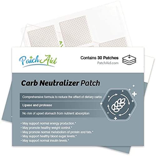 Patch Aid Carb Neutralizer - 30 Daily Topical Patches. 100% Natural & Vegan. Allergy & Filler Free. High Absorption and More bioavailable. Suitable for Sensitive stomachs & bariatric. - NewNest Australia