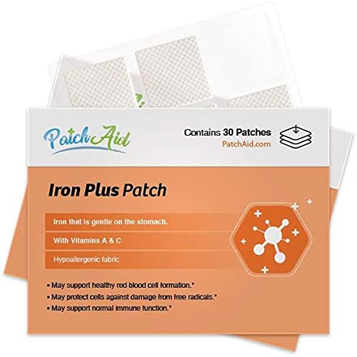Patch Aid Iron Plus - 30 Daily Topical Patches. 100% Natural & Vegan. Allergy & Filler Free. High Absorption and More bioavailable. Suitable for Sensitive stomachs & bariatric. - NewNest Australia