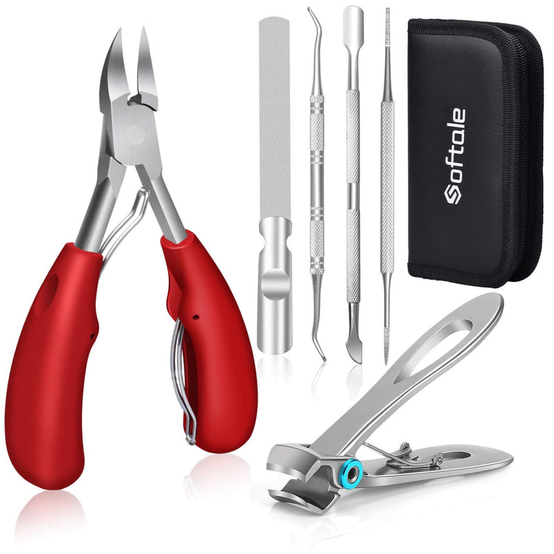 Podiatrist Toenail Clippers, Super Sharp Nail Clippers for Thick & Ingrown Hard Toenail Fingernail. Stainless Steel Pedicure Clippers Toenail Cutters. Professional Pedicure Tool for Men Women Senior Red + Silver - NewNest Australia