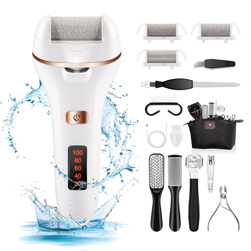 Ratukall Electric Foot File Callus Remover, Waterproof 16 in 1 Professional Pedicure Tools Set, Feet Scrubber Dead Skin Hard Skin Cracked Heels Calluses Foot Care Kit for Women Men Travel Home - NewNest Australia