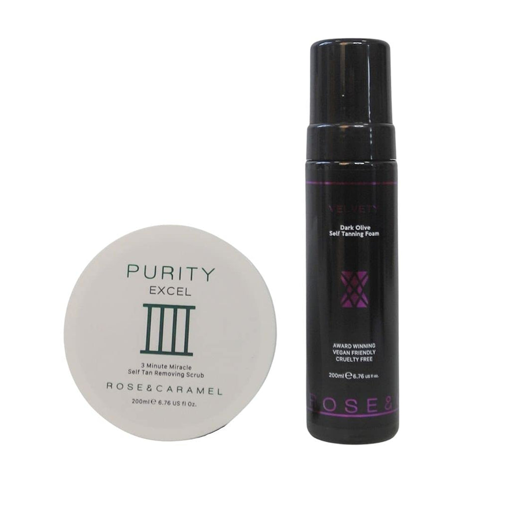 Tan on Tan off bundle - purity excel 3 minute express self tan remover & velvety deep, dark & olive self tanning mousse - NewNest Australia