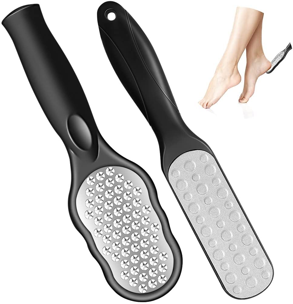 Vokmon Foot File Foot Scraper Set - 2Pcs Stainless Steel Pedicure Tools Set Foot Rasp for Hard Skin | Callus Remover with Dual Sided Foot File Foot Grater Scrubber for Feet Hand Care Black1 - NewNest Australia