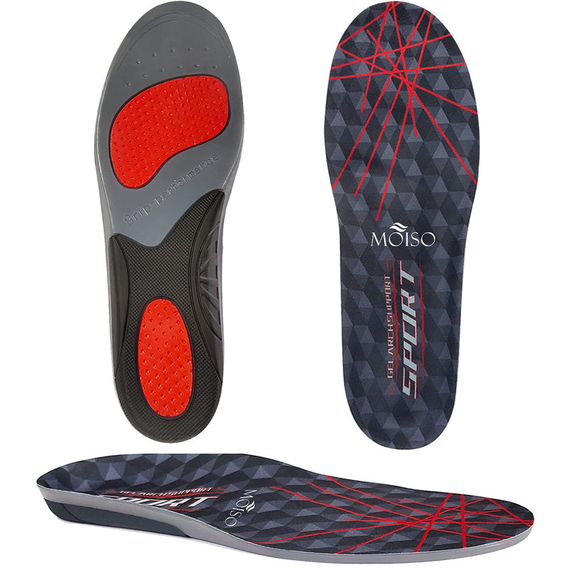 MOISO GEL Sports Work Comfort Insoles with Arch Support, Trimmable Inserts for Running Shoes Work Boots Trainers, Relieve Foot Pain for Men & Women 9-10 UK Women / 8-8.5 UK Men Black - NewNest Australia
