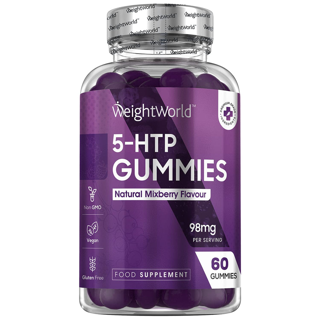 5 HTP Gummies - 98mg Chewable 5 HTP High Strength Sleep Supplement - Pure Griffonia Seed Extract with Lemon Balm - 60 Vegan & Gluten-Free Gummies (1 Month Supply) - Natural Mixberry Flavour - Non-GMO - NewNest Australia