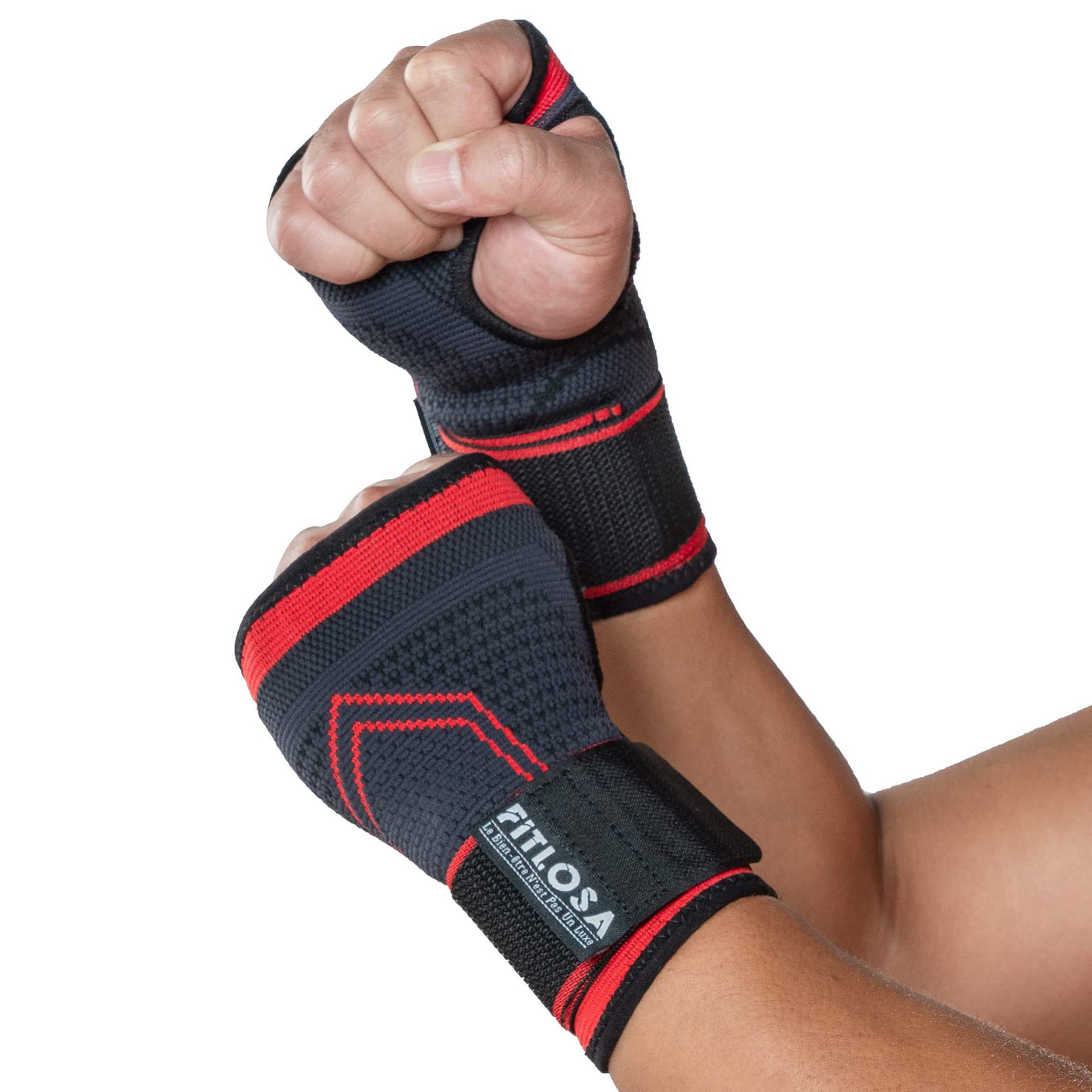 fitlosa® 2 Set, Wrist Support Gym, Hand Support Brace, bandage Sport, Hand Bandage, Protective Adjustable, Wrists Strap, Right & Left, Hand &  Wrist Braces, Handbandage (S, Red) S