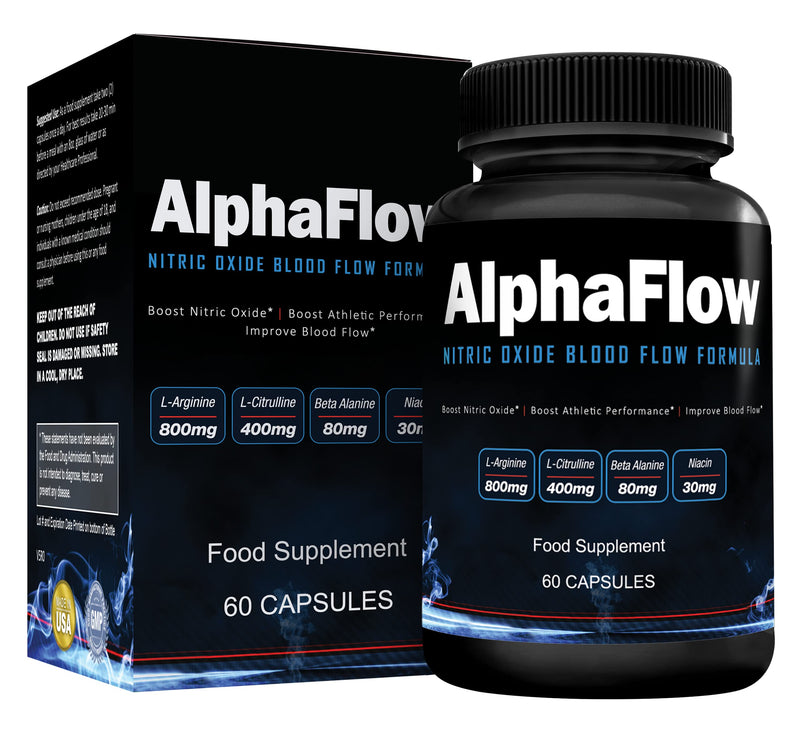 AlphaFlow L-Arginine, L-Citrulline & Beta Alanine | 1340mg Nitric Oxide (NO) Booster for Muscle Growth, Blood Flow, Vascularity & Size | Money Back Guarantee | 60 Vege Capsules - NewNest Australia