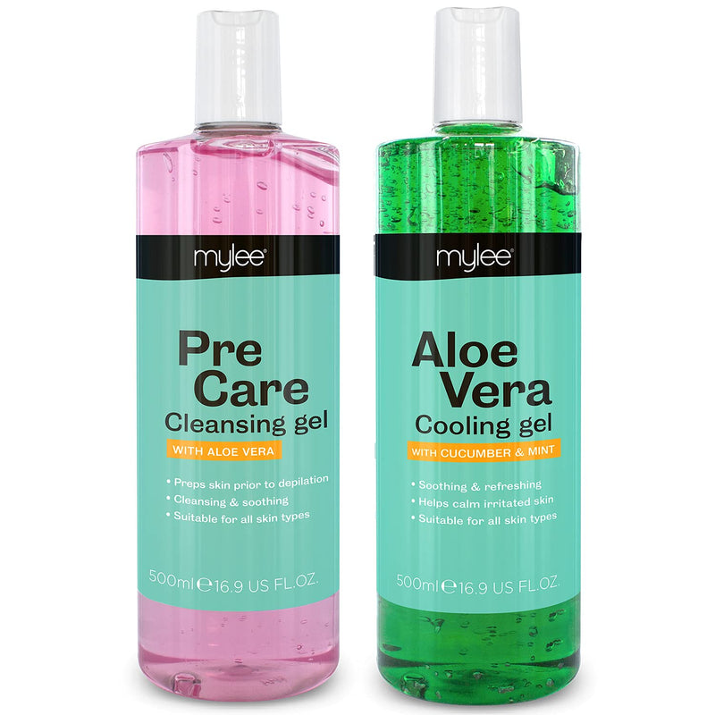 MYLEE Pre & After Care Kit with Aloe Vera Gel (2x500ml) Soothing Cooling Gel Pre After Waxing Set, Skin Cleanser for All Skin Types - NewNest Australia