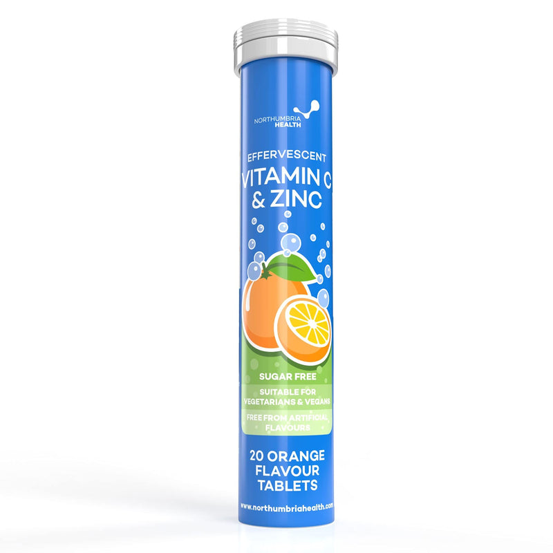 Vitamin C Effervescent Tablets 1000mg with Zinc 15mg, 20 Orange Flavour, Suitable for Vegans, High Strength, Healthy Immune System, Reduction in Tiredness, Collagen Formation, Sugar Free - NewNest Australia