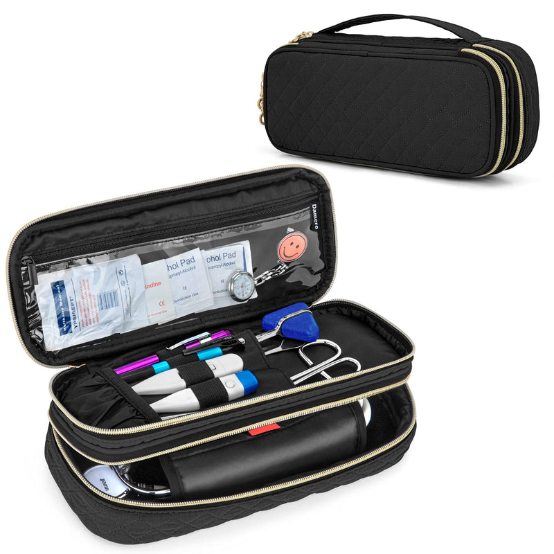 Damero Double Layer Stethoscope Case Compatible with 3M Littmann/ADC/Omron Stethoscope, Stethoscope Carrying Case Travel Bag for Nurse Accessories, Black Large - NewNest Australia
