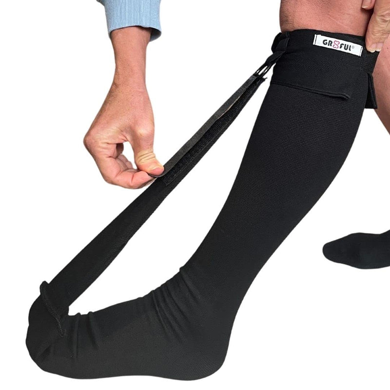 gr8ful® Plantar Fasciitis Night Sock Brace | Dorsal Splint Compression Socks for Achilles Tendonitis & Plantar Fasciitis Treatment | Provides a gentle stretch overnight | Lightweight | Black (l/xl) L - NewNest Australia