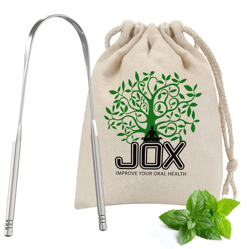 JOX Tongue Scraper Naturally Anti-Microbial - 100% Stainless Steel Tongue scrapers Tongue Care Tool Best Metal Tongue Cleaner and Bad Breath for Adults Oral Hygiene Includes 1 Cotton Bag (1) - NewNest Australia