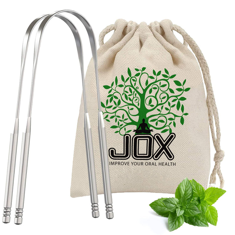 JOX Tongue Scraper Naturally Anti-Microbial - 100% Stainless Steel Tongue scrapers Tongue Care Tool Best Metal Tongue Cleaner and Bad Breath for Adults Oral Hygiene Includes 1 Cotton Bag (2) 2 - NewNest Australia