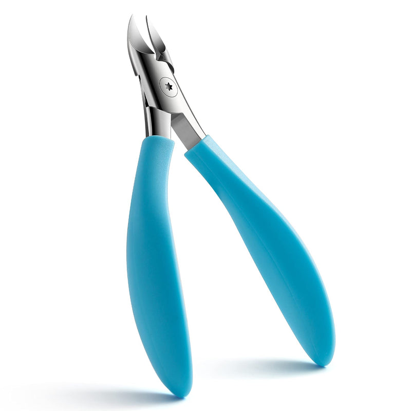 FVION Toenail Clippers for Thick Nails - Long Handle Nail Clippers for Thick Nails, Wide Jaw Ingrown Toenails Clippers, Slight Curved Blade Pointed Tip Ingrown Toenail Tool - Blue - NewNest Australia