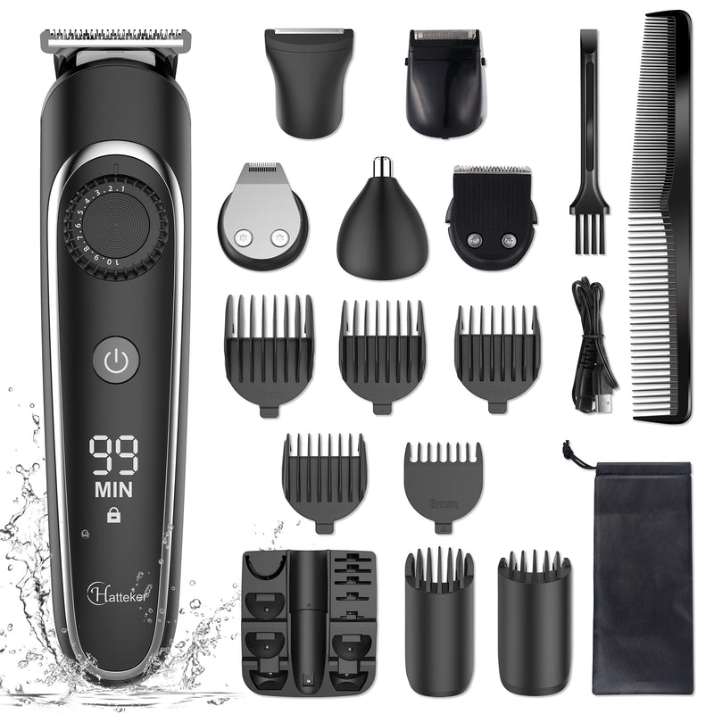Hatteker Beard Trimmer Hair Clipper Hair Trimmer Grooming Kits Electric Shaver Razor for Men Mustache Nose Ear Body Precision Trimmer Groomer Multigroom IPX7 Waterproof Cordless Rechargeable 6 in 1 - NewNest Australia