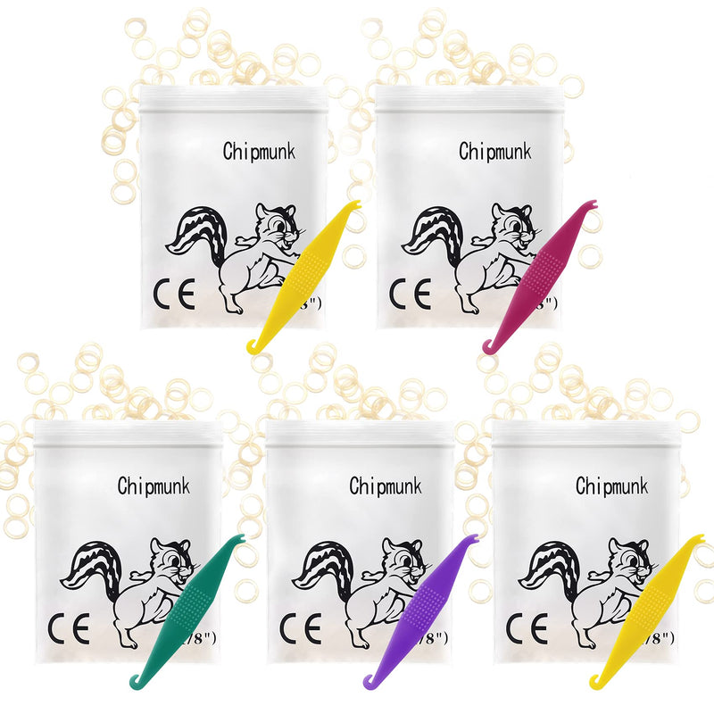 Annhua 5Pack Orthodontic Elastics Rubber Bands for Braces, Teeth Gap,Crooked Teeth, etc, 5 Pcs Placers Included (Chipmunk 1/8" 3.5OZ) Chipmunk 3.5oz 1/8" - NewNest Australia