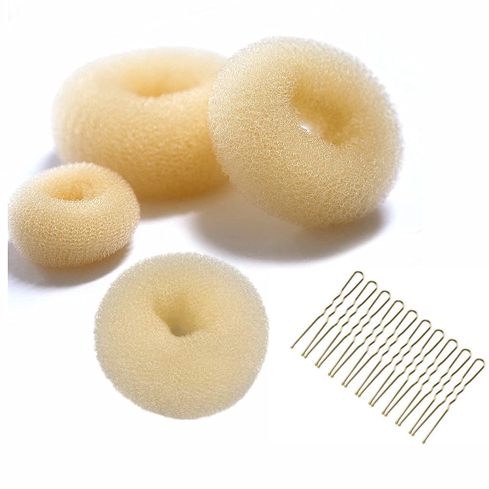 Voarge Donut Hair Bun Maker, 4pcs Donut Bun Makers Hair Donut Bun Ring Style Bun Maker Set, Bobby Pins for Blonde, Chignon Bun Maker Hair Ring Style Accessories - NewNest Australia