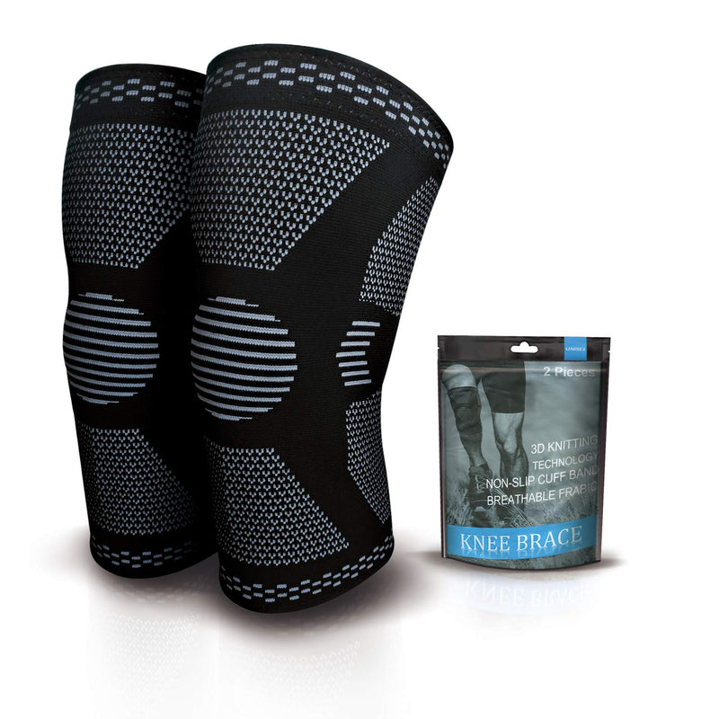 2 Pack Knee Support - Knee Compression Sleeves for Men & Women, Knee Brace for Working Out, Running, Basketball, Gym, Weightlifting, Workout, for Arthritis Joint Pain Relief Size M Black Medium(1 Pair) - NewNest Australia