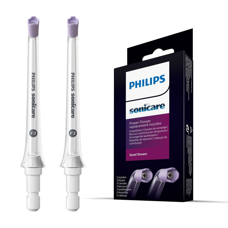 Philips Sonicare Quad Stream F3 Oral Irrigator Nozzle Twin Pack - Oral Water Flosser use with Philips Sonicare Cordless Power Flosser (Model HX3062/00) F3 Quad Stream nozzle - NewNest Australia