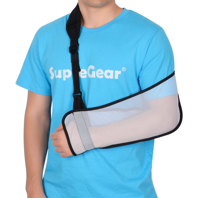 supregear Mesh Arm Sling, Adjustable Lightweight Comfortable Shoulder Arm Immobilizer Sling Breathable Right Left Shoulder Stabilizer Support for Injured Arm Elbow Wrist Hand (White) White - NewNest Australia
