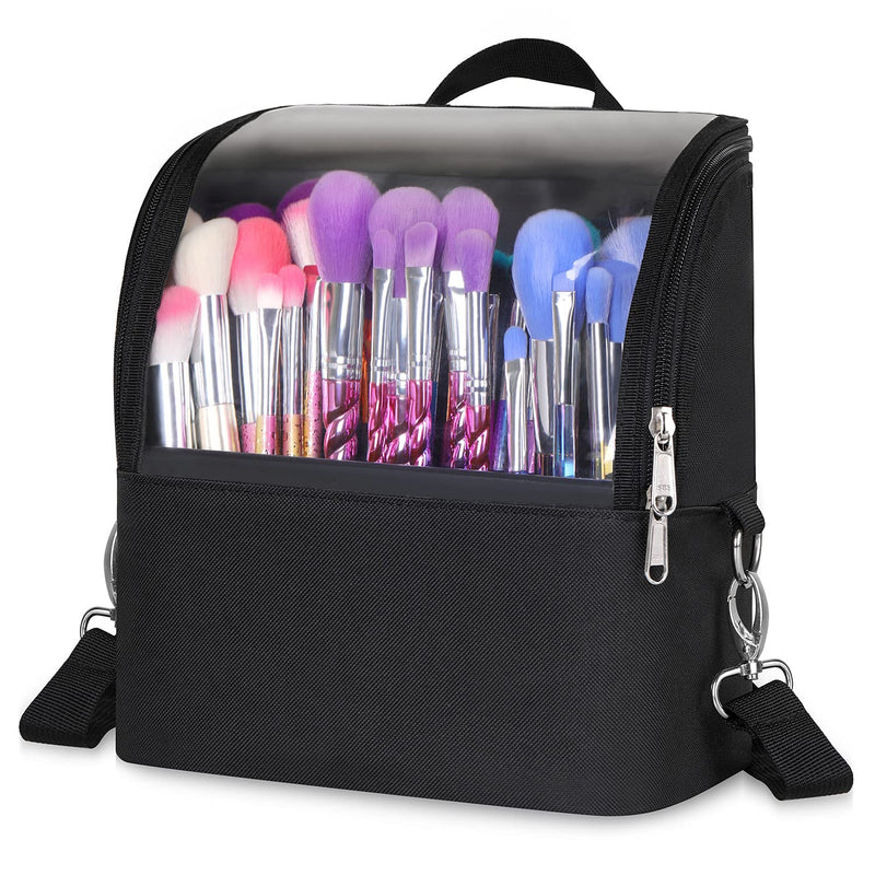 Hotrose Makeup Brush Bag Organizer Bag Professional Artist Brushes Travel Bag Stand-up Makeup Cup Waterproof Dust-Proof Brush Storage Pouch Case,24cm×14cm×24cm Black - NewNest Australia