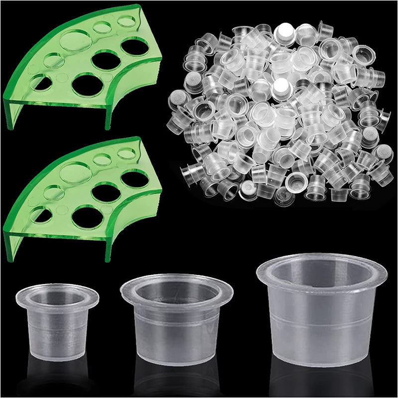 300pcs Tattoo Ink Caps with 2 Cups Holders - Moricher 100 Small 100 Medium 100 Large Tattoo Ink Cups +2 Cups Holders for Tattoo Ink Permanent Makeup Container Cap Tattoo Accessory # MIX 300pcs with Holder - NewNest Australia