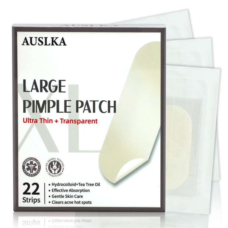 AUSLKA Large Blemish Pimple Patches (22 Strips), Hydrocolloid Spot Dots, Blemishes Patch, Pimple Stickers, XL-Ultra Thin, Long Size, Suitable For Larger-area 22 Count (Pack of 1) - NewNest Australia
