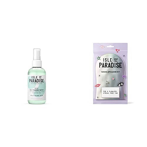 Isle of Paradise Fake Tan Set Water (200ml) Medium & Mitt, Hydrating Self Tanning Water Natural Ingredients & Vegan - NewNest Australia