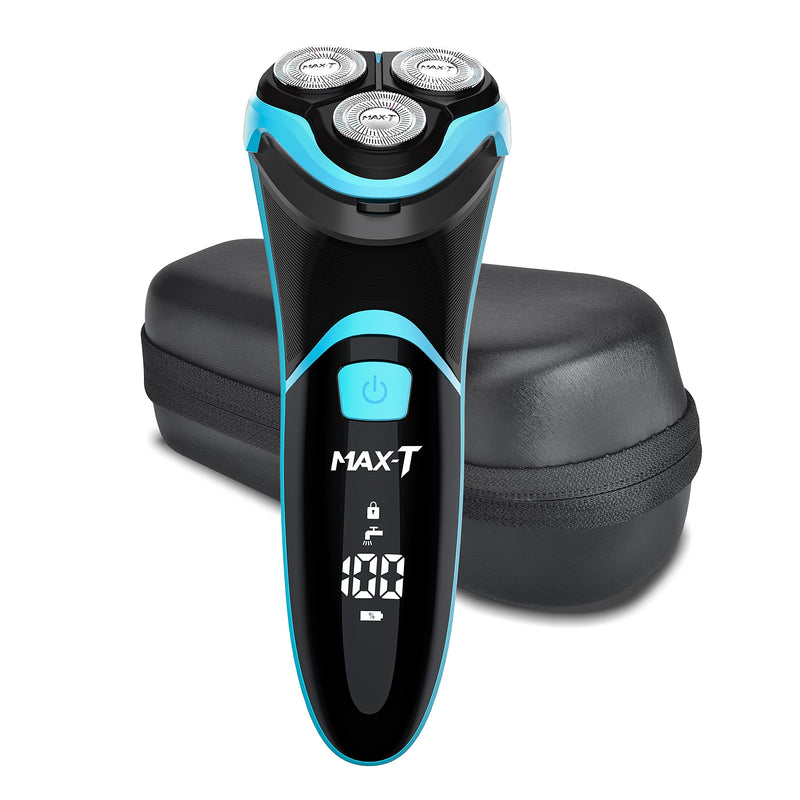MAX-T Electric Shaver for Men, Cordless Electric Razor with Travel Case, Wet & Dry Use Men's Electric Shaver with Pop-Up Trimmer, 3D Rechargeable IPX7 Waterproof Rotary Shaver Best Gift for Dad/ Lover - NewNest Australia