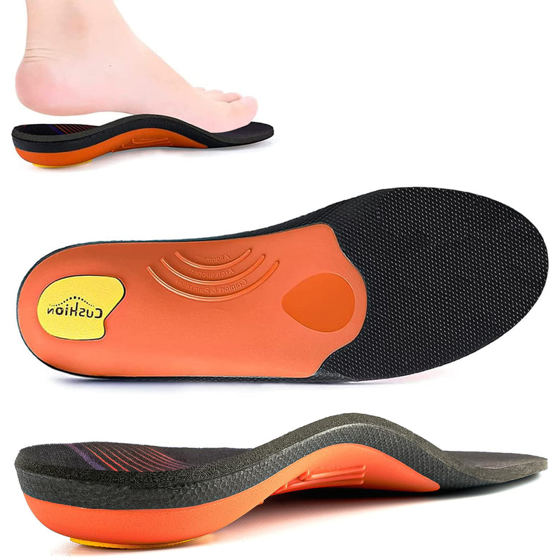 Full Length Arch Support Shock Absorption Orthotic Insole,Insert for Flat Feet,Plantar Fasciitis,Relieve Foot Soreness Unisex,Suitable Athletic,Work Shoes(Size:UK-5,Length:9.44",Black) UK-5-24CM--9.44" Black - NewNest Australia