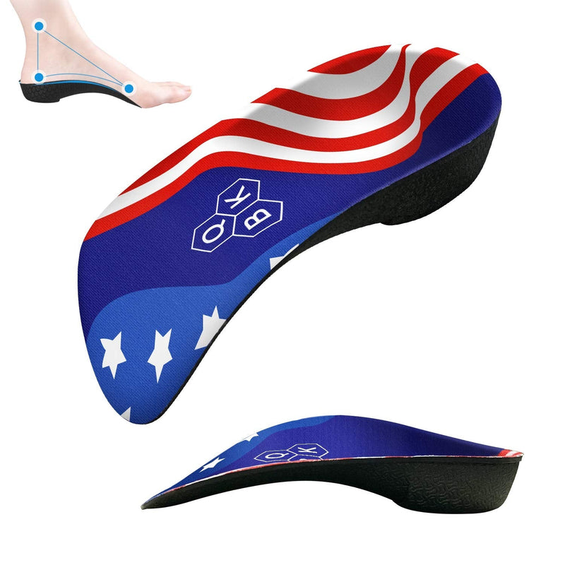 Orthotic Insoles, QBK 3/4 High Arch Support Plantar Fasciitis Insoles with Flag Pattern, Shoe Insoles Men and Women for Flat Feet, Arthritis, Supination, OverPronation and Pain Relieve, M M: 6-8 - NewNest Australia