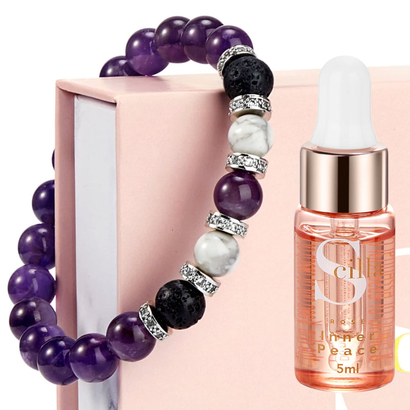 Anxiety Bracelet for Women- Amethyst Crystal Bracelet Aromatherapy Diffuser and Lavender Essential Oils Gift Set- Lava Rocks, Crystal Sleep Oil Diffusers Gifts for Women - NewNest Australia