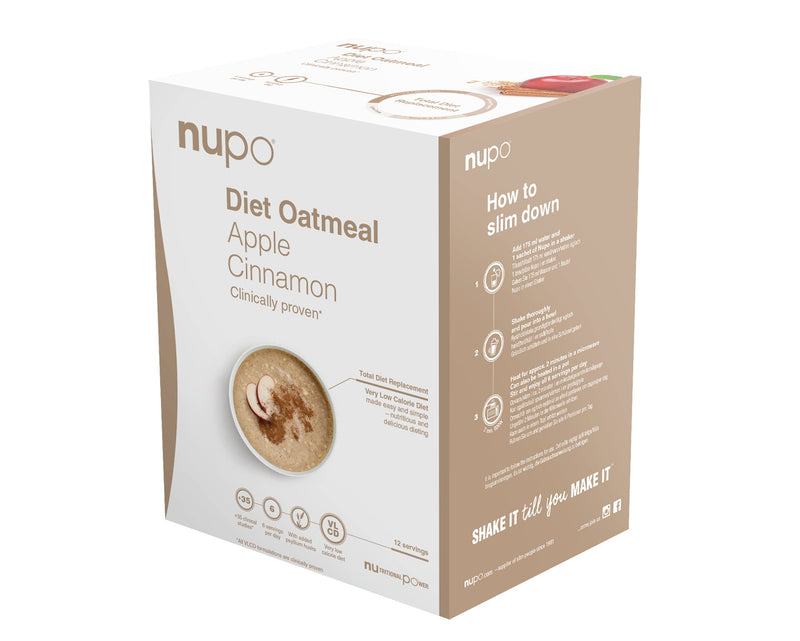 NUPO Diet Oatmeal Apple Cinnamon – Premium Diet Porridge for Weight Loss I Clinically Proven Meal Replacement for Weight Reduction I 12 servings I Very Low Calorie Diet, Gluten Free, GMO Free 384 g (12 servings) - NewNest Australia