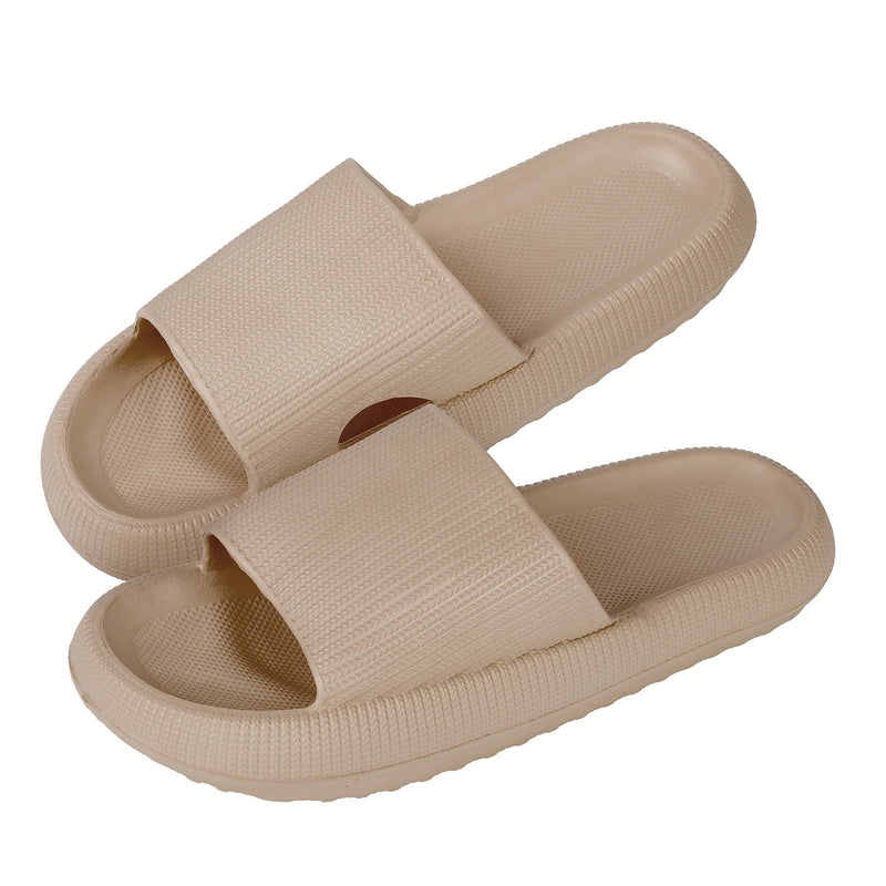 MUYOGRT Pillow Slides Women Men Non-Slip Quick Dry Shower Sliders Thick Sole Platform Slippers Bathroom Poolside Sandals Super Soft Massage House Slippers for Indoor & Outdoor Khaki 5.5/6.5 UK - NewNest Australia