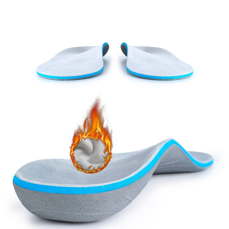 Warm Fiber Material Arch Support Orthopedic Insole,Alleviating Foot Soreness of Men and Women, Flat Feet,Plantar Fasciitis,Suitable for Sports Shoes and Work Shoes (Size:UK-12,12",Gray) UK-12-30.5CM--12" Grey - NewNest Australia