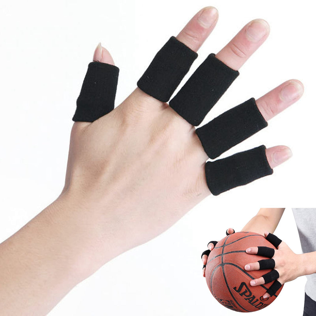 Finger Sleeves, Thumb Splint Brace Elastic Finger Support Brace Protector Tape Breathable for Pain Relief Arthritis Trigger Basketball Baseball Compression Protector (Black) Black - NewNest Australia