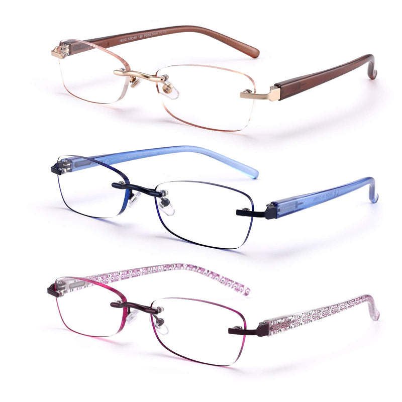 FEIVSN 3-Pack Rimless Reading Glasses For Women, Lightweight Spring Hinge Readers, Classic Elegant Artistic Eyeglasses UV 400 Set 01: Mix 3 Pairs(top Selling) 1.0 x - NewNest Australia
