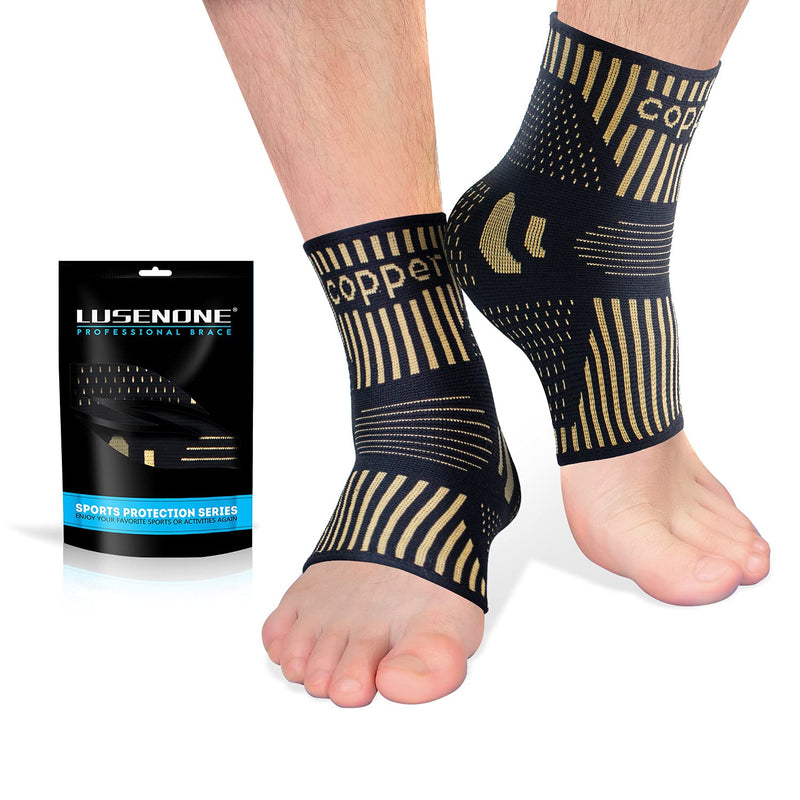 Copper Ankle Brace Support for Men & Women (Pair), Best Ankle Compression Sleeve Socks for Plantar Fasciitis, Sprained Ankle, Achilles Tendon, Pain Relief, Recovery, Sports Small (Pack of 2) - NewNest Australia