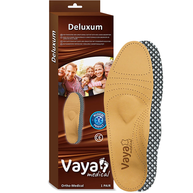 Vaya Deluxum - Premium Sheepskin Orthopedic Insole - Fallen Arch Support, Metatarsalgia, Supination, Flat Feet & Heel Pain Shock Absorption - Comfortable leather Inner Sole Full Orthotic (Men & Women) 5.5 - NewNest Australia