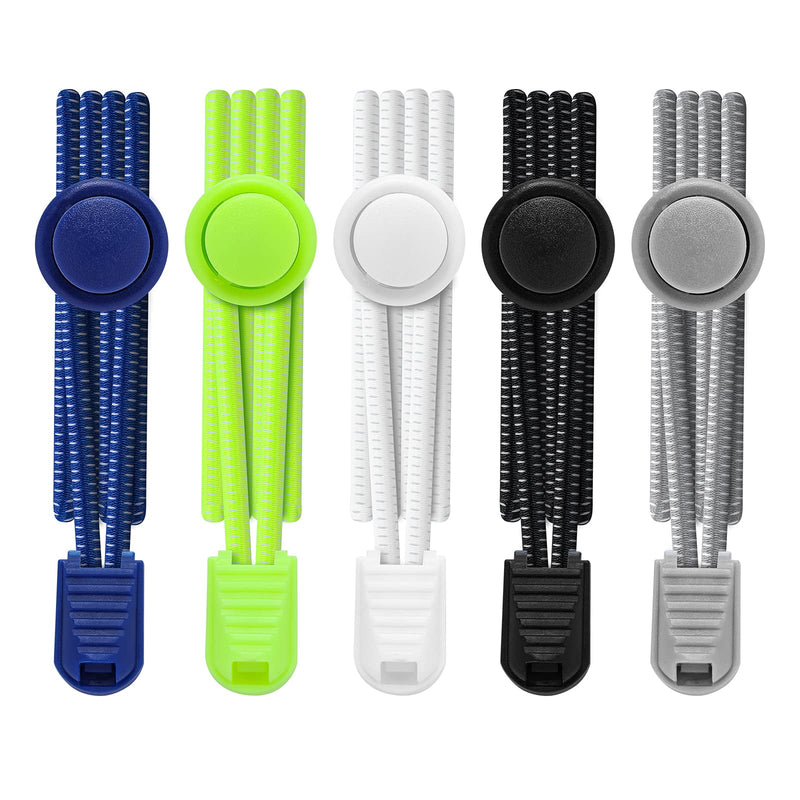 5 Pairs Elastic Shoe Laces for Kids & Adults No Tie Shoe Laces Lock Shoe laces Suitable for Sneakers Hiking Shoes Board Shoes Casual Shoes Boots(Black+White+Grey+Blue+Yellow) 5 Pairs of Mixed Laces - NewNest Australia