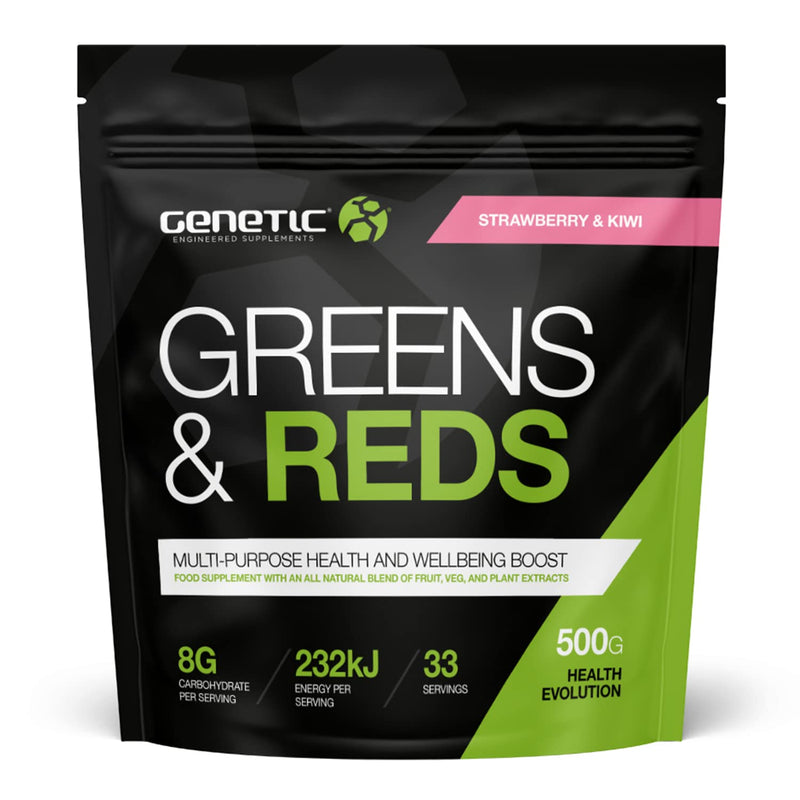 Super Greens Supplement Powder - Genetic Supplements - Reds & Greens Super Powder - Dried Fruit Powder - Vegan Supplements - Strawberry & Kiwi - 500g Strawberry Kiwi - NewNest Australia