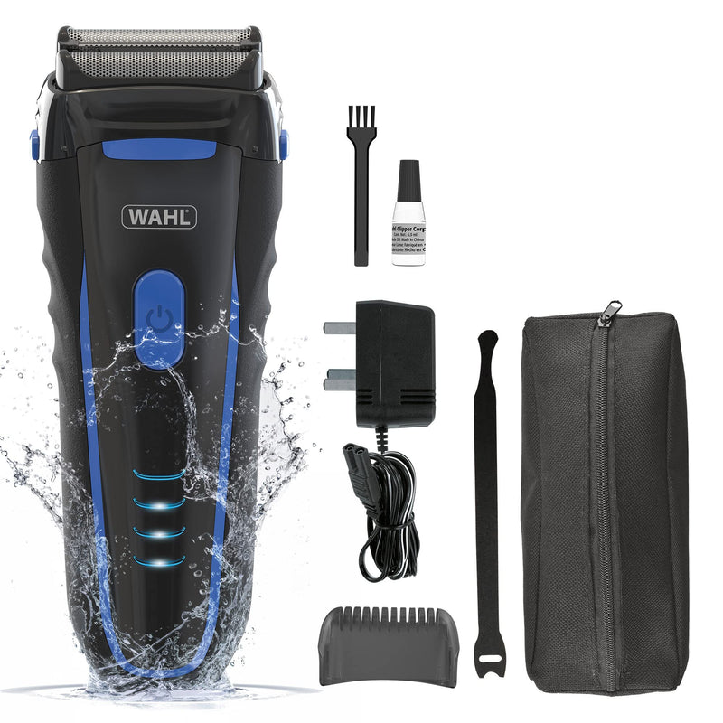Wahl Clean and Close, Men’s Shaver, Electric Shavers for Men, Beard Shaving, Flex Foil, Waterproof, Easy Clean, Rubber Grip, LED Power Display, Black and Blue - NewNest Australia