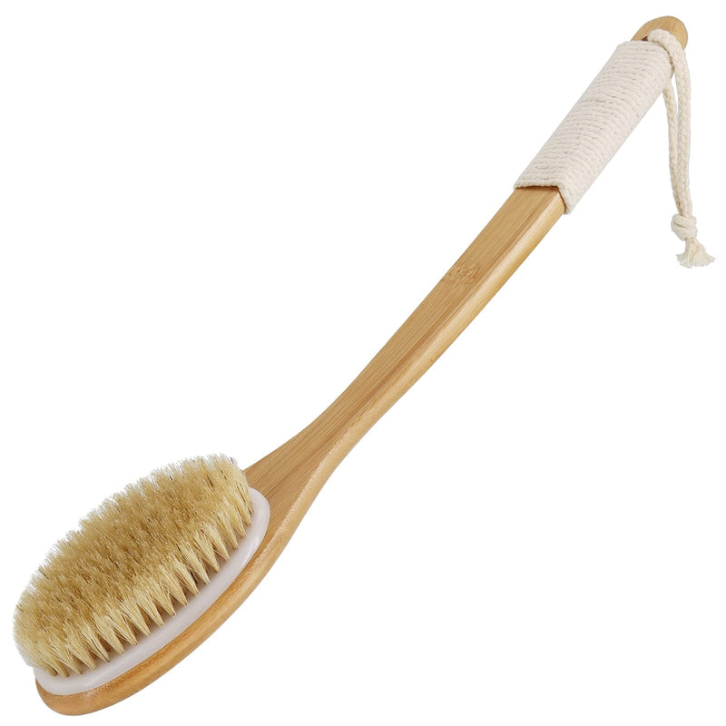 SAUNNIHEN 43CM Back Scrubber Long Handle, Dry Brushing Body Brush, Bamboo Back Brush for Shower, Natural Bristles Shower Brush for Exfoliating Remove Dead Skin, Cellulite - NewNest Australia