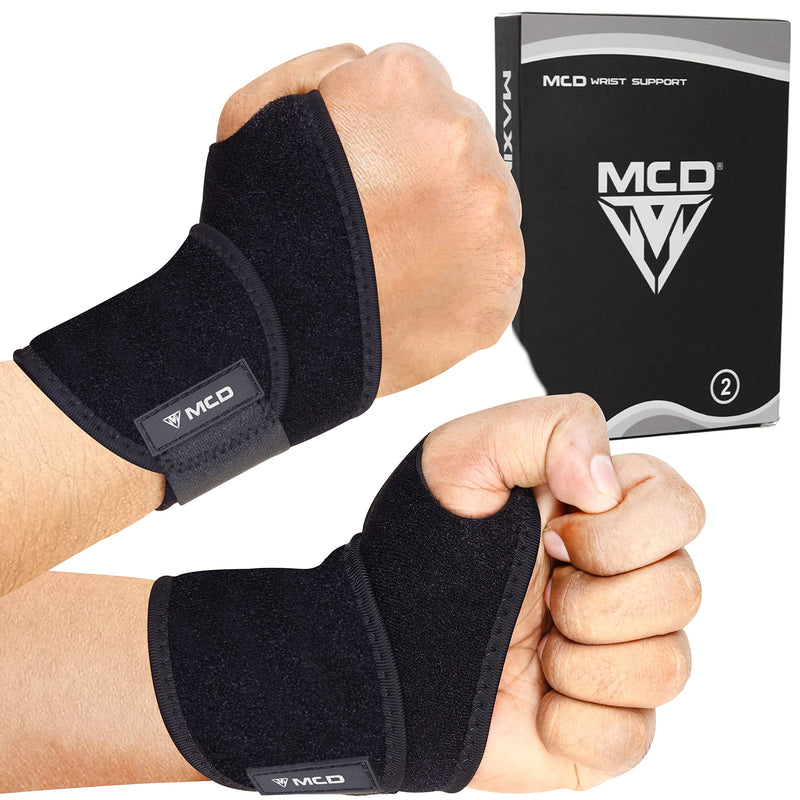 MCD Wrist Supports Pack of 2 Comfortable, Lightweight, Hand & Wrist Braces Adjustable Wrist Compression Support Fit for Both Left & Right Hand Wrist Support for Fitness, Gymnastics & Relief 2 Pack - NewNest Australia